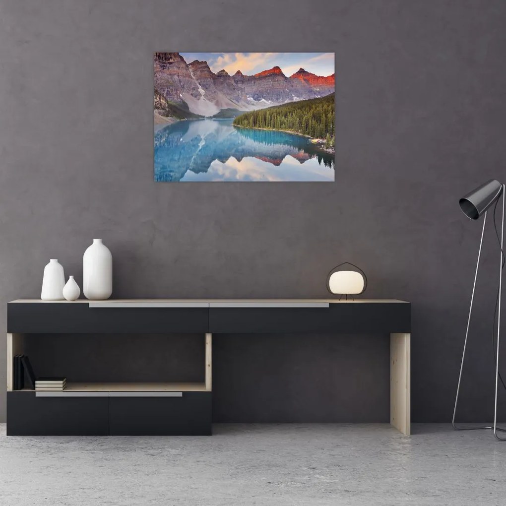 Tablou pe sticlă - Peisaj montan din Canada (70x50 cm)