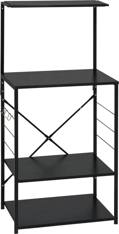 vidaXL Dulap cuptor microunde, negru, 60x39,6x123 cm, lemn prelucrat