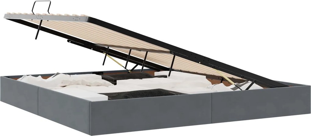 vidaXL Pat cu storage cu headboard Gri închis 200 x 200 cm Catifea