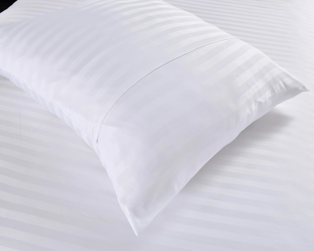 Lenjerie de pat hoteliera din microfibra alba, JASMINE - banda de 2 cm Dimensiune lenjerie de pat: 70 x 80 cm | 140 x 200 cm