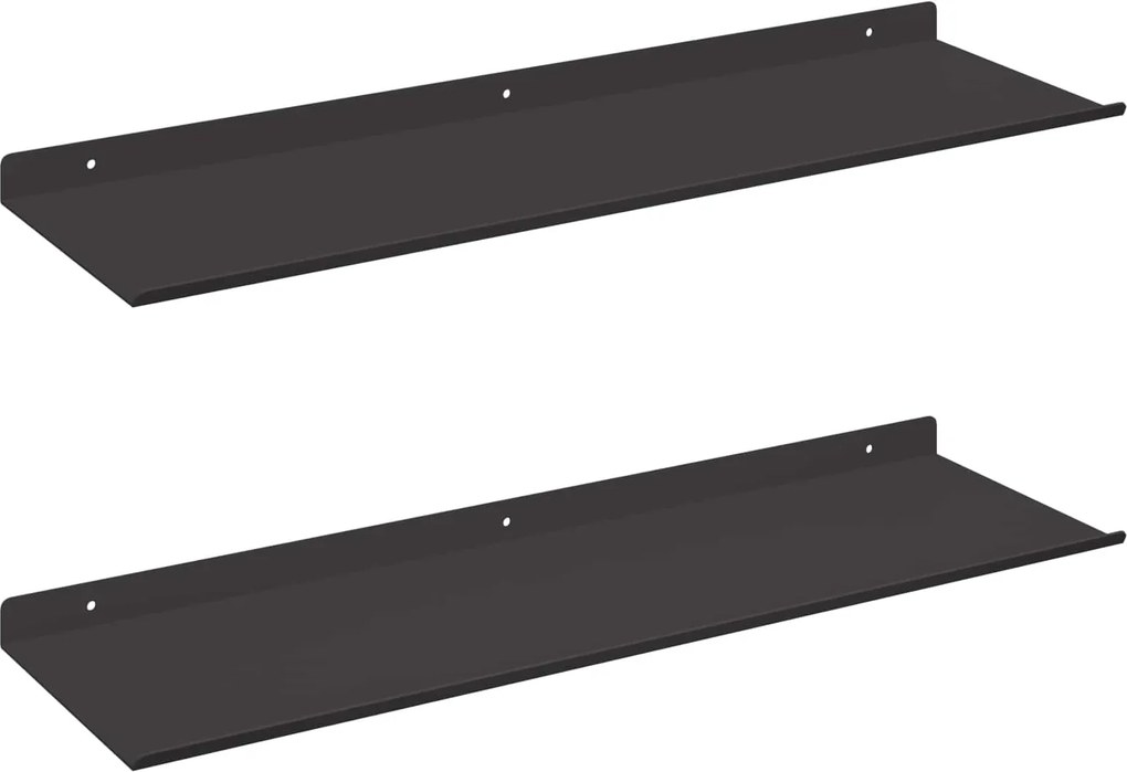 vidaXL Raft suspendat Pe perete 2 pcs Negru 60 x 18 x 2,5 cm Oțel