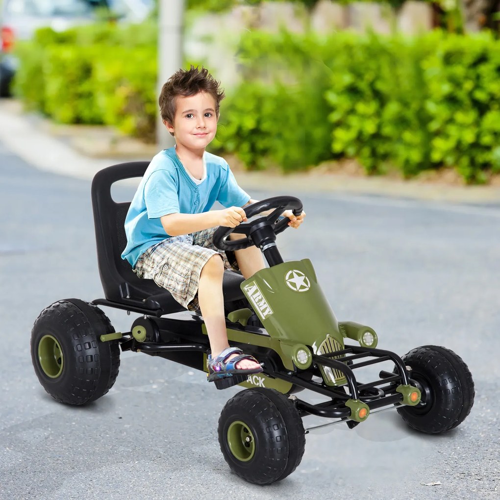 Homcom Go-Kart per Bambini a Pedali, Verde e Nero