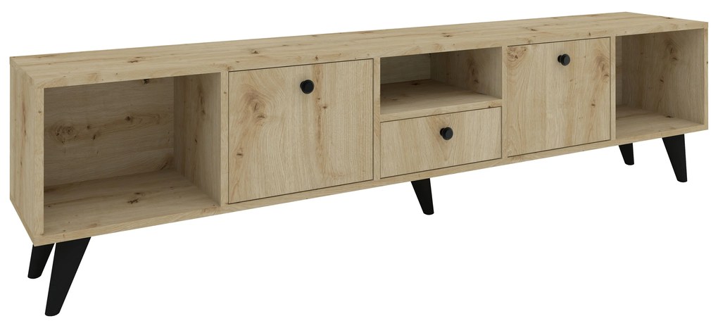 Comoda TV Malta, 3 Usi, 3 Casete, Stejar Artisan, 180 x 30 x 45 cm