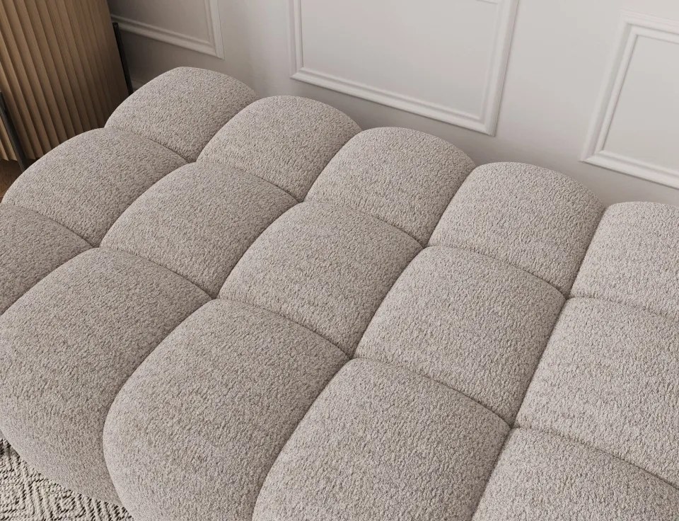 Taburet Tapitat cu Picioare Ferivo, 140x70x40cm, beige bouclé – Royal 04