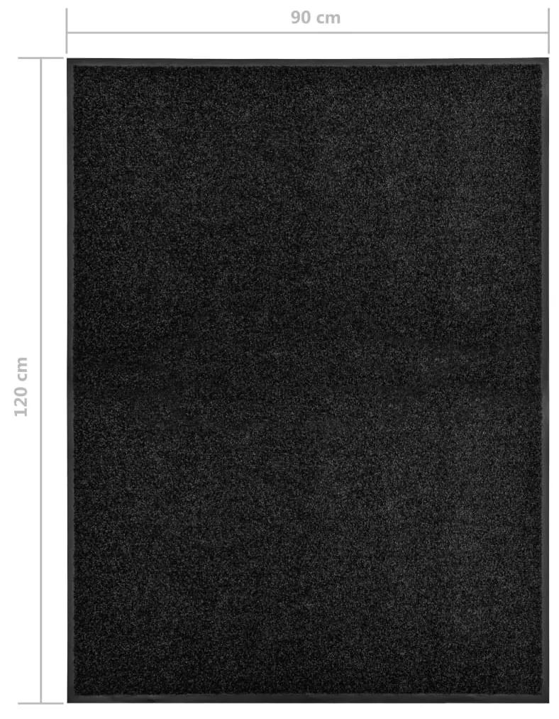 Covoras de usa lavabil, negru, 90 x 120 cm 1, Negru, 90 x 120 cm