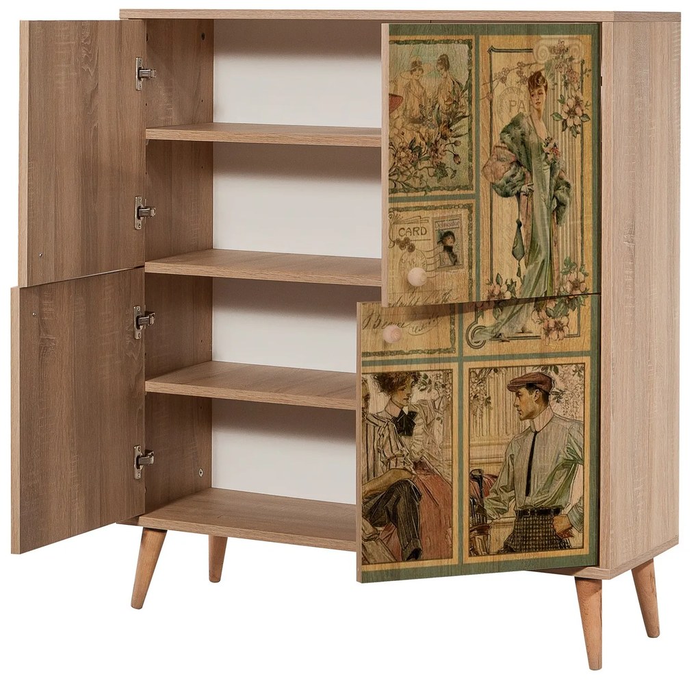 Mobilier pentru hol Maluxe 732 (Stejar sonoma + Verde). 1089064