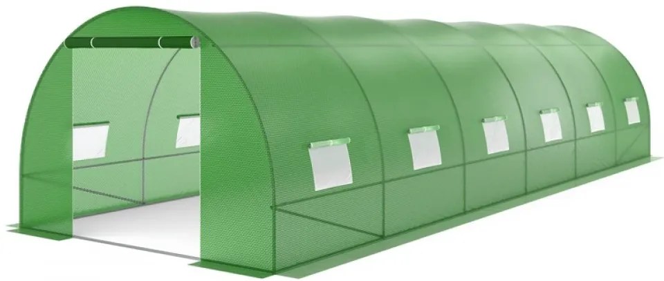 Folie solar de grădină, 3x6 m, 18 m², PE armată, rezistentă 140g/m2, cu filtru UV4, impermeabila,12 ferestre rulante, Verde, GH36C,