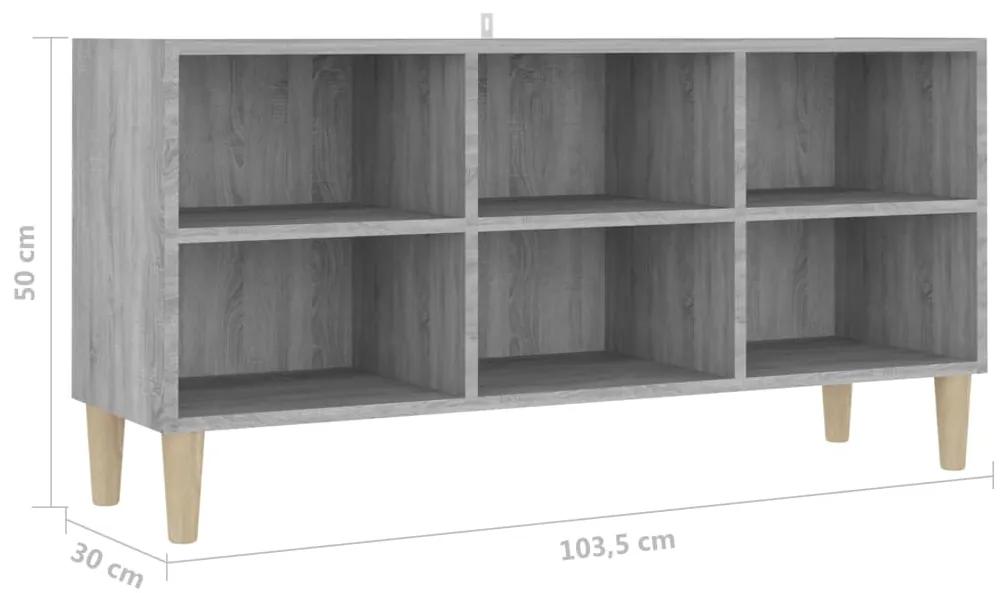 Comoda TV, picioare lemn masiv, sonoma gri, 103,5x30x50 cm 1, sonoma gri, 103.5 x 30 x 50 cm