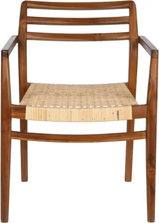 Scaun dining din lemn de tec si rattan, " Excentriq "