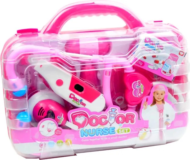 Gentuta doctor cu accesorii cu sunete si lumini roz JC54