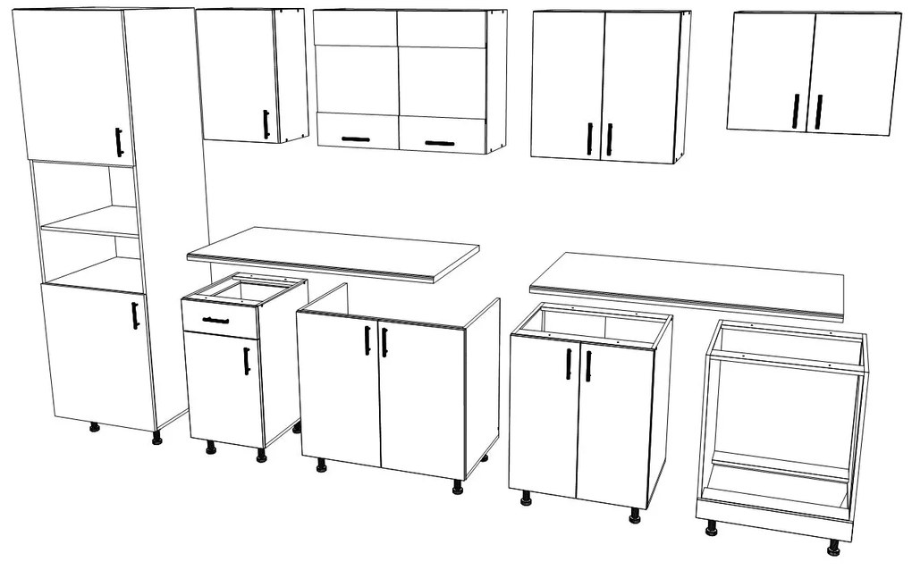 Set Bucatarie Karo V27, Alb, Blat Thermo 28 mm, L 300 cm