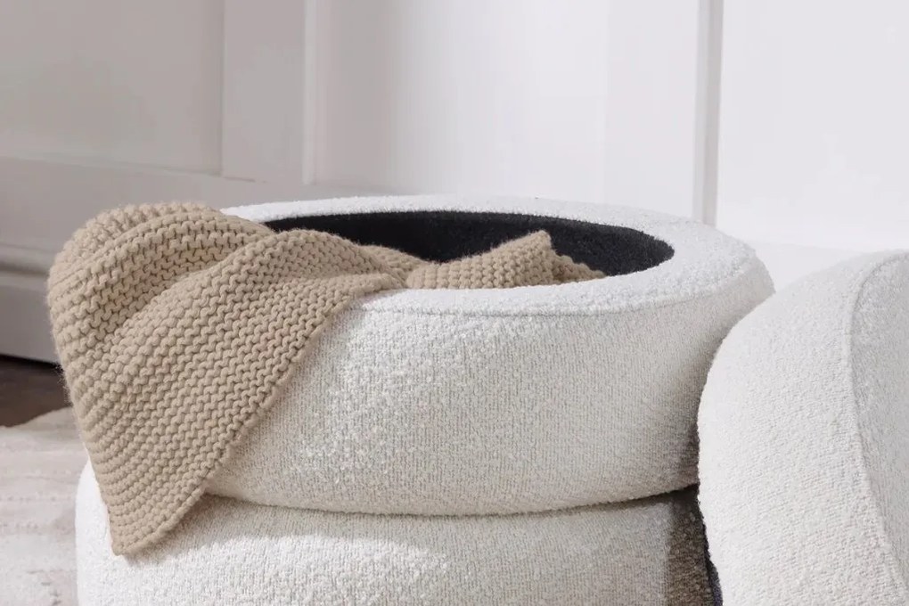 Taburete cu spatiu de depozitare, Tesatura Boucle, VOQUE 50cm