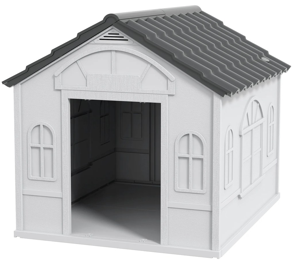 PawHut Casă de exterior din PP alb pentru câini de talie mică și medie - 65 x 75.7 x 63 cm | Aosom Romania