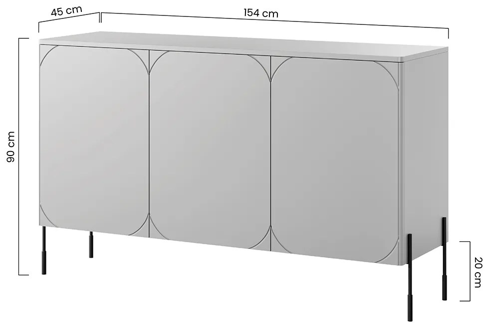 Comodă cu trei uși și patru sertare Sonatia 150cm - Olive