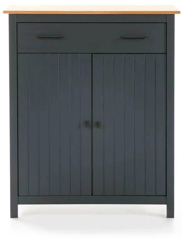 Comodă albastru-închis din lemn masiv de pin 90x110 cm Miranda – Marckeric