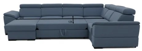 Colțar extensibil universal în U cu spațiu de depozitare GRANADA, albastru