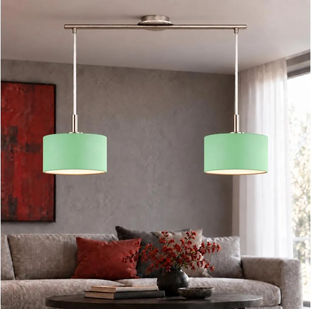 Eglo - Lustră LED pe cablu TUNJA 2xE27/60W/230V crom mat/verde