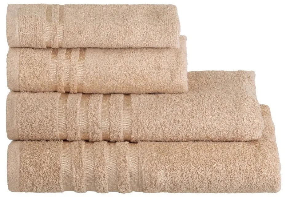 Prosop bej din bumbac din frotir 100x150 cm Simple – Casa Selección