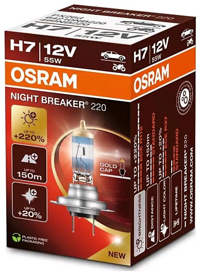 SET 2x Bec auto NIGHT BREAKER H7 PX26d/55W/12V - Osram