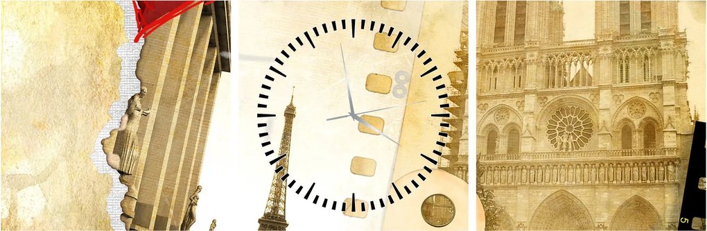 Tablou - Amintiri din Paris (cu ceas) (90x30 cm)