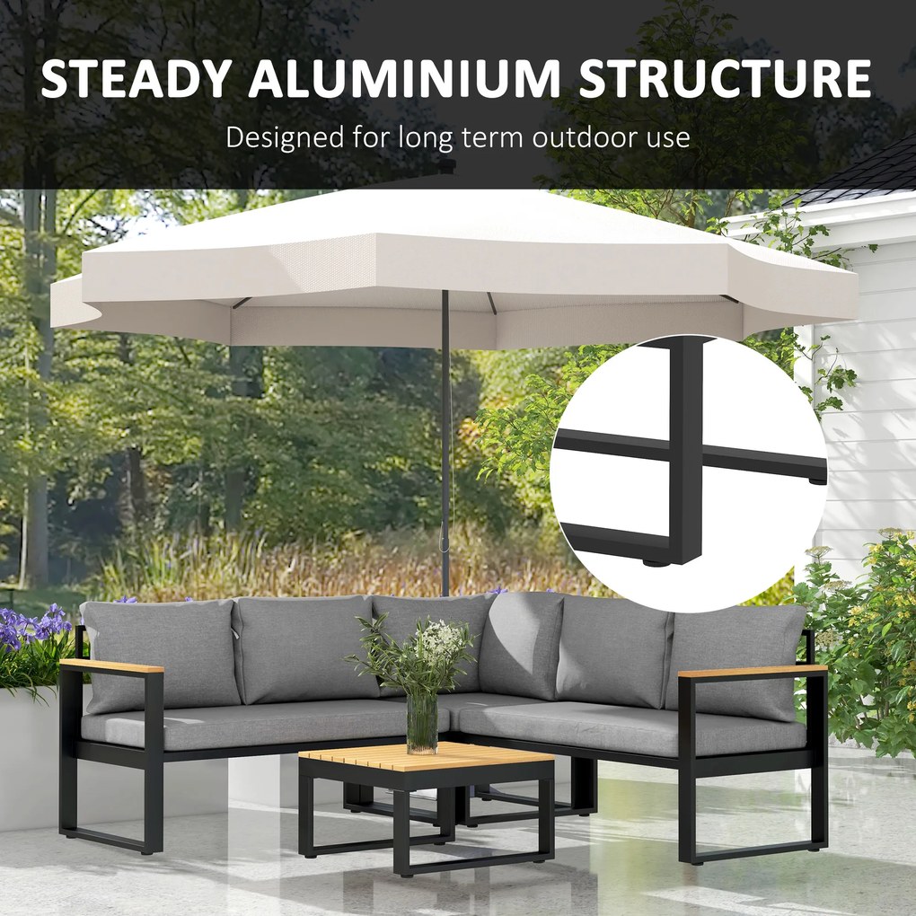 Outsunny Set de mobilier pentru gradina din 4 piese cu 2 canapele pentru doua persoane, coltar, masuta de cafea, Mobilier de colt pentru exterior, Gri