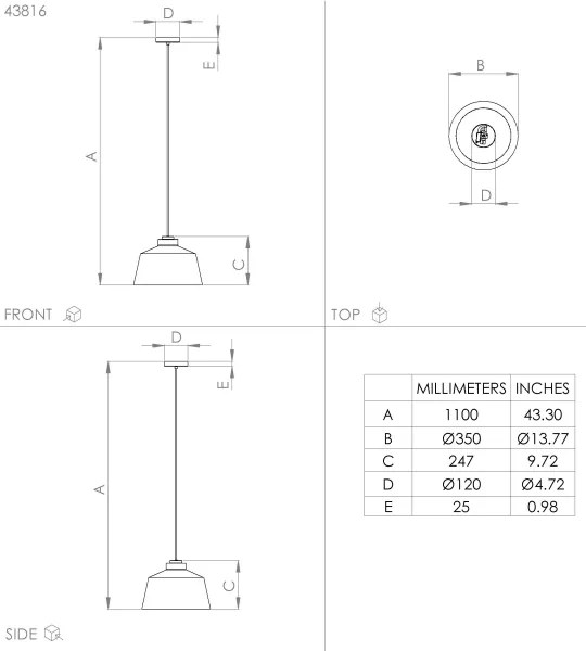 Lustră pe cablu SOUTHERY 1xE27/40W/230V Eglo 43816