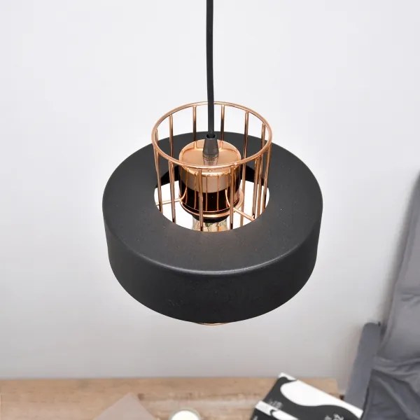 LED Lustră pe cablu VOLTA 2xE27/15W/230V neagră/aurie