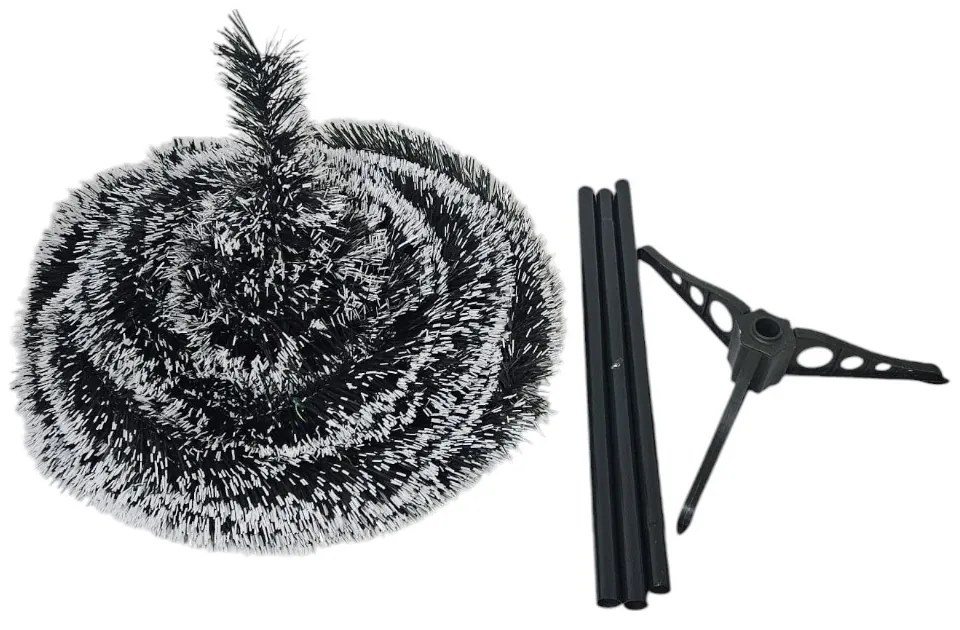 Brad artificial de Craciun pliabil cu varfuri albe NOVOKIDS Pop-up Tree, Cu ace lungi, Coroana bogata, Inaltime 210 cm, Suport inclus, Pom de
