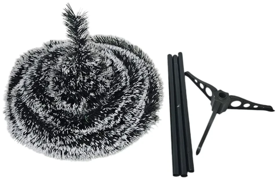 Brad artificial de Craciun pliabil cu varfuri albe NOVOKIDS Pop-up Tree, Cu ace lungi, Coroana bogata, Inaltime 210 cm, Suport inclus, Pom de