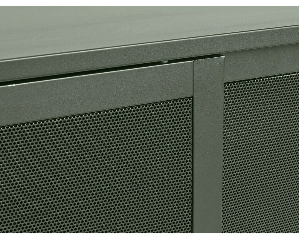 Comodă verde-închis joasă din metal cu ușă glisantă 160x75 cm Veep – Unique Furniture