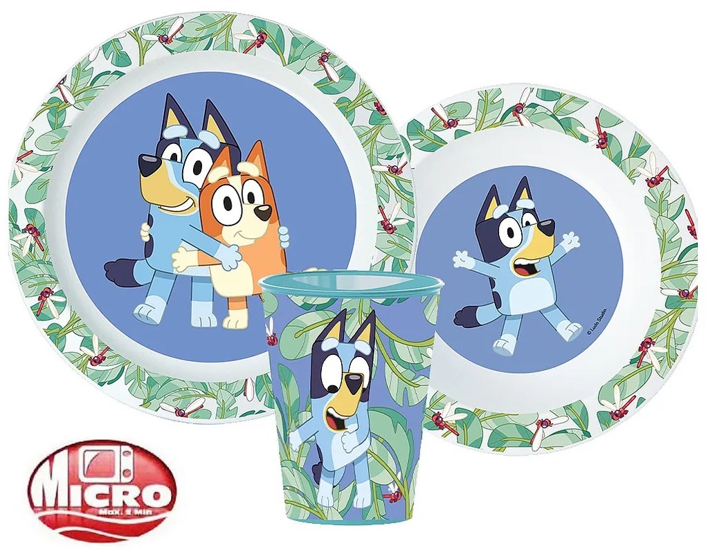 Bluey Leaves set de tacâmuri, set de plastic micro, cu pahar de 260 ml