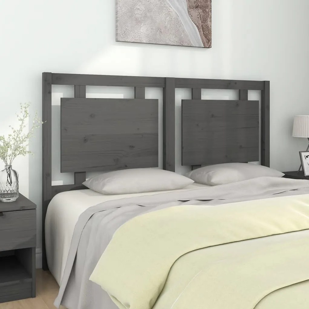 vidaXL Tăblie de pat, gri, 145,5x4x100 cm, lemn masiv de pin
