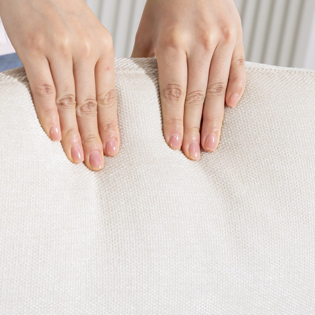 HOMCOM Fotoliu tapițat cu taburet, fotoliu lounge cu spătar înalt, bază metalică, pentru living, dormitor, Bej | Aosom Romania