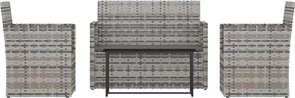 vidaXL Set mobilier de exterior cu perne, 4 piese, gri, poliratan