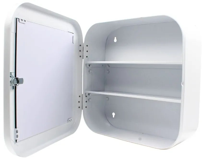 Dulap pentru Medicamente cu Oglindă și Închidere cu Cheie, 32x32x11.5 cm, Alb – Bathroom Solutions