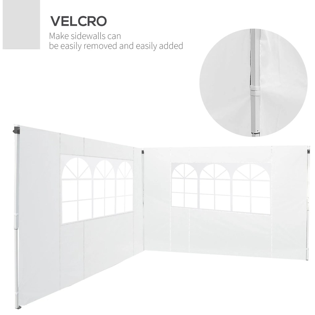 Outsunny Panouri Laterale pentru Corturi Pop-Up, Set de 2, 3x2m, Protecție UV, Rezistent la Apă, Alb | Aosom Romania