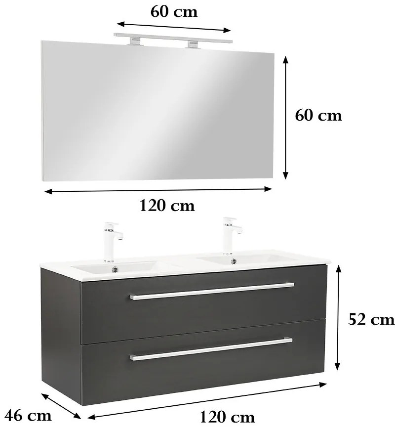 Mobilier complet de baie Vario Clam 120 antracit-antracit