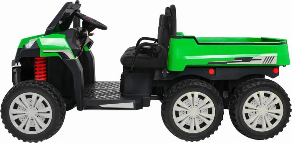 Masinuta Electrica cu acumulator pentru copii NOVOKIDS™ Farmer Beast Buggy, 6 roti, 2 locuri, Cu remorca si faruri luminoase, Roti din Cauciuc EVA,