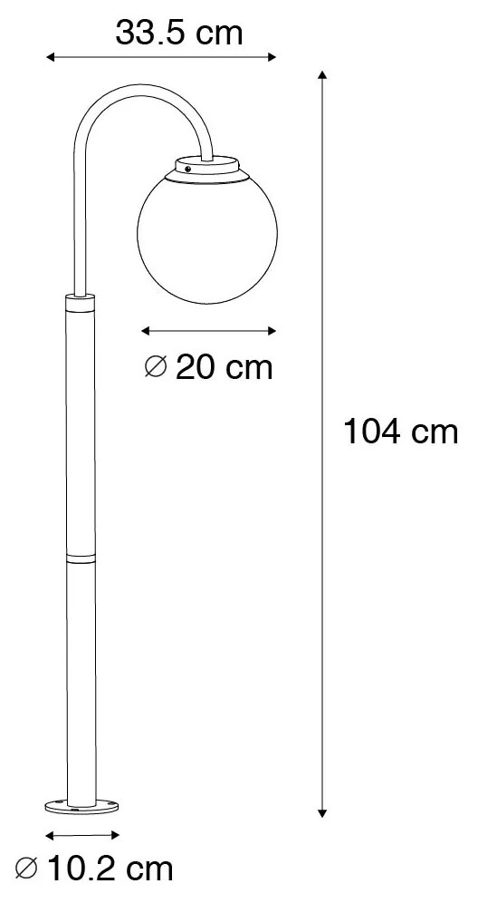 Felinar modern negru cu plastic 104 cm IP44 - Sfera