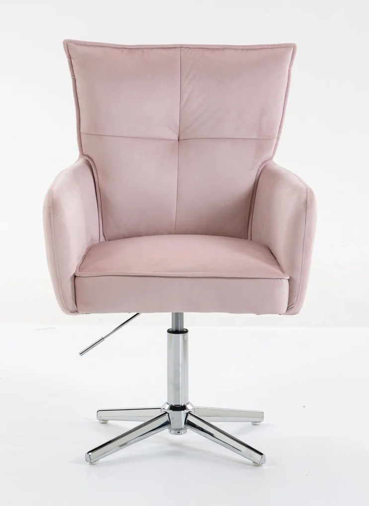 HR250CROSS Scaun Catifea Roz Pudra Bază Cromata