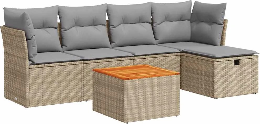 vidaXL Set canapele de grădină cu perne, 6 piese, bej, poliratan