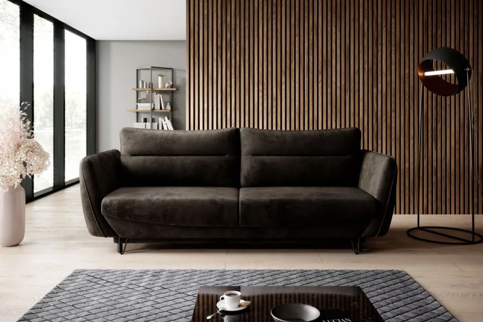 Canapea tapitata, extensibila, cu spatiu pentru depozitare, 236x90x95 cm, Silva 02, Eltap (Culoare: Albastru marin / Nube 40)
