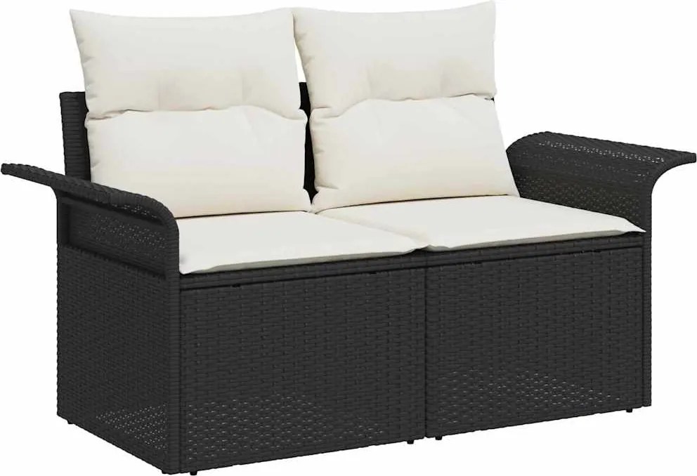 vidaXL Set de canapele pentru grădină 5 pcs Negru Rattan poli