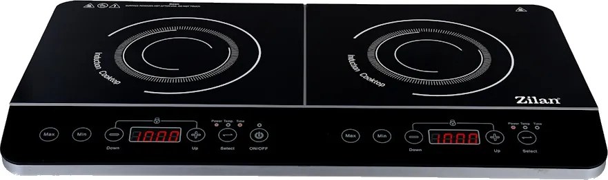 Plita cu inductie Zilan ZLN8088 Neagra, doua ochiuri, putere 3500W, geam din cristal negru