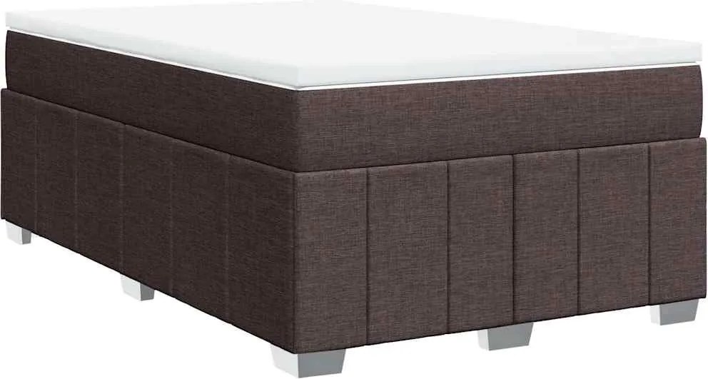vidaXL Pat box spring cu saltea, maro închis, 120x200 cm, textil