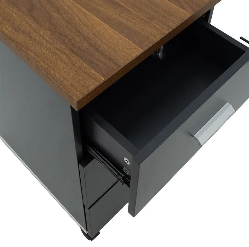 Comoda pe roti Oscar 3 sertare nuc - carbon 40x48x63cm