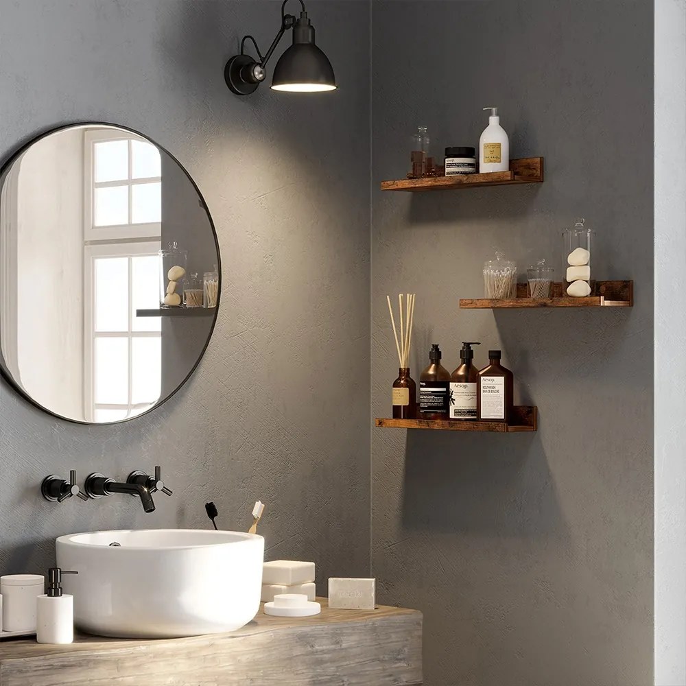 Set de 3 rafturi de perete din lemn