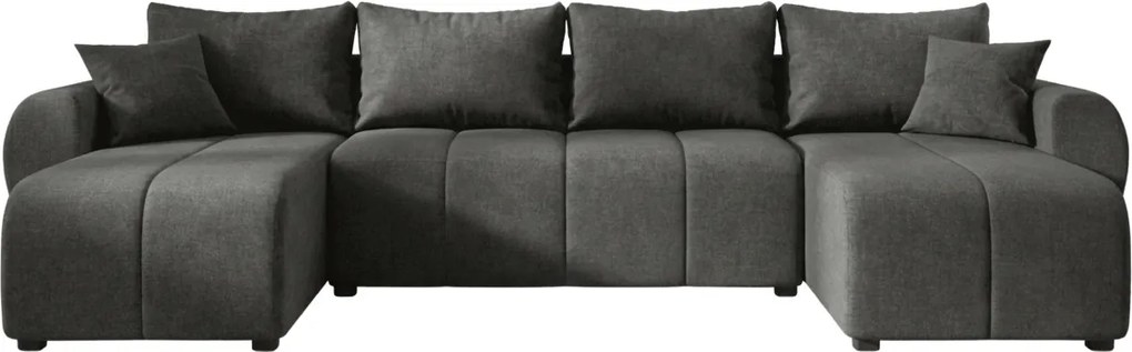 Coltar extensibil in forma de U SEVIO, gri inchis, 311x145 cm + 2 perne GRATUIT