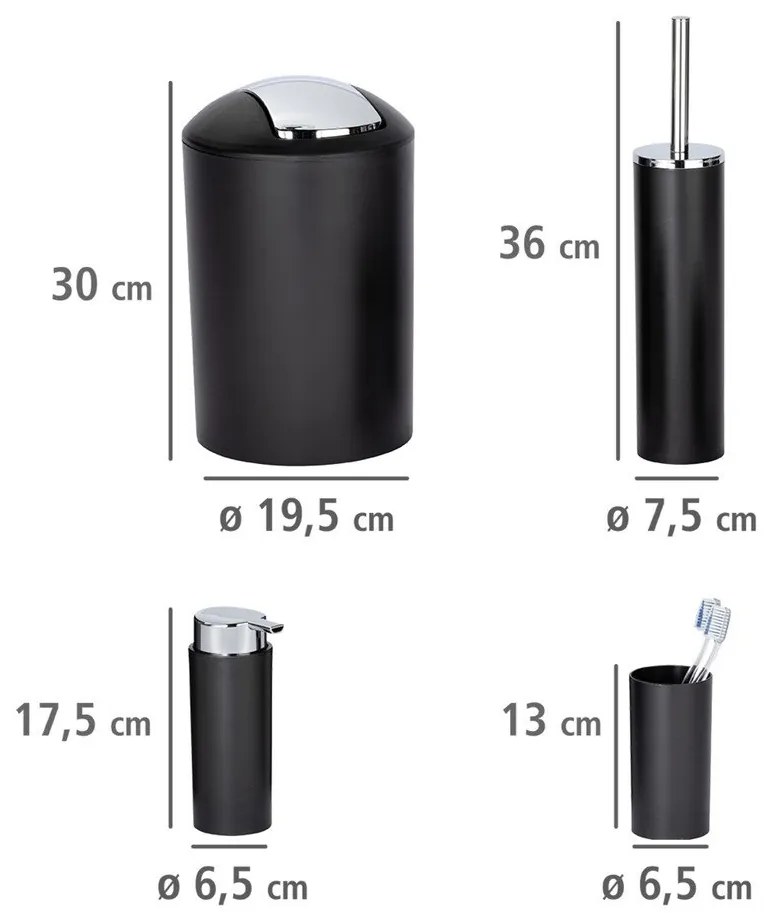 Set de accesorii de baie negru din plastic Calvo – Wenko