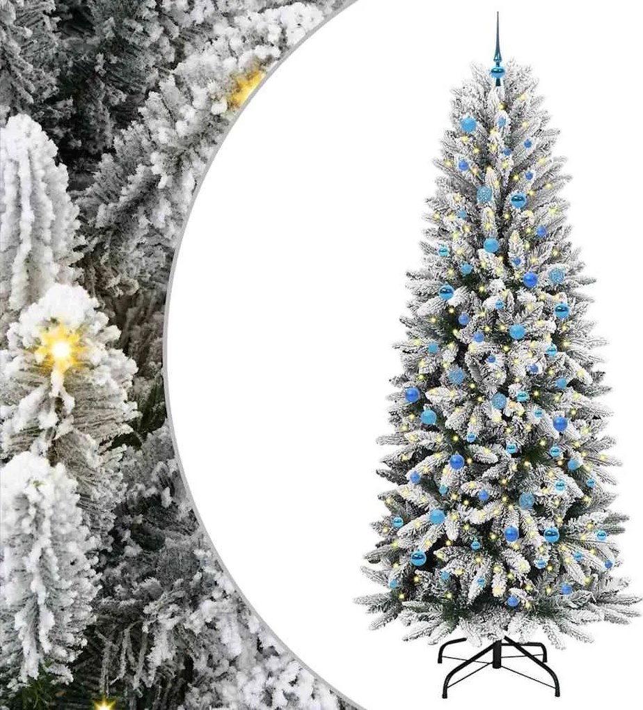 vidaXL Brad de Crăciun artificial cu 300 LED cu suport Alb 240 cm